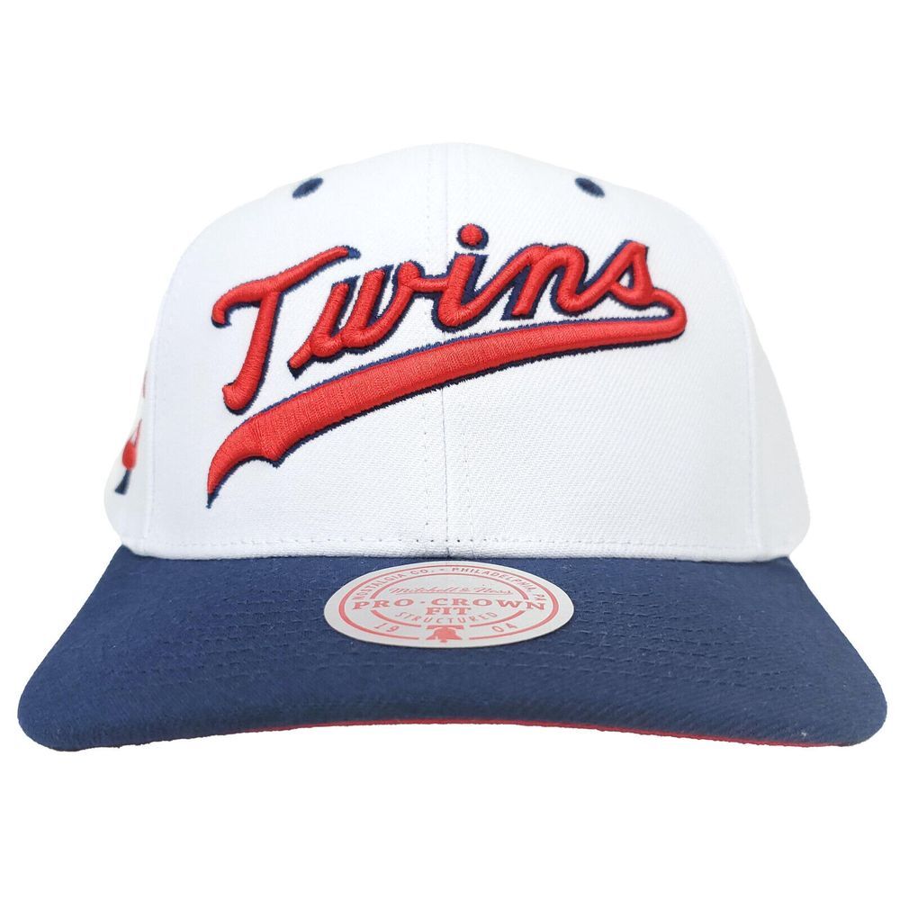 Minnesota Twins Mitchell & Ness‎ MLB Pro Fit Snapback Cap Hat 3D Logo White NWT